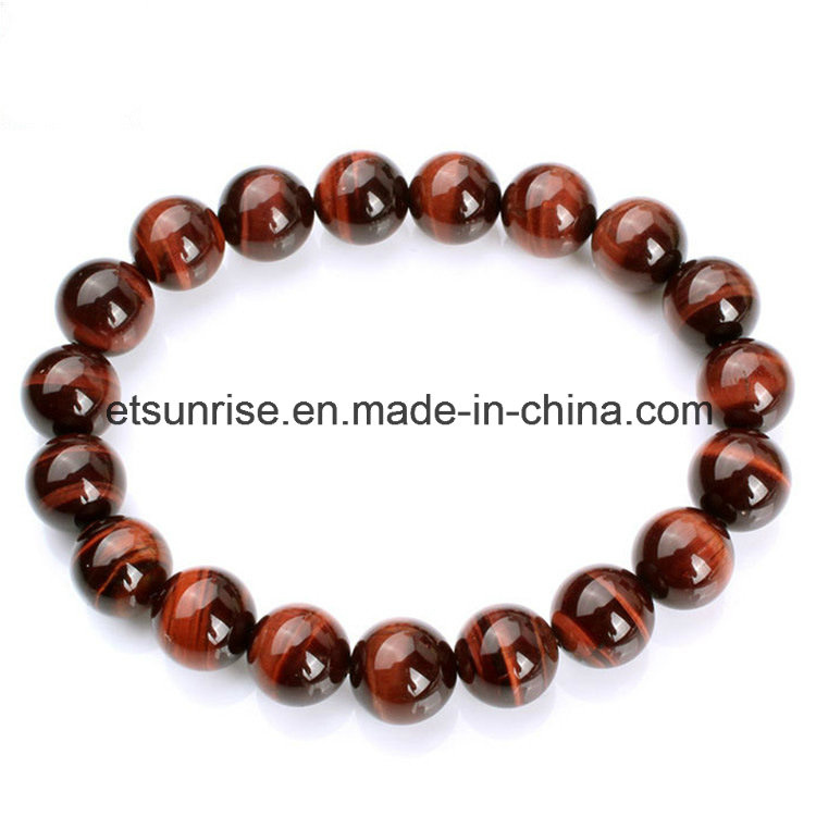 Natural Gemstone Red Tiger Eye Beaded Bracelet