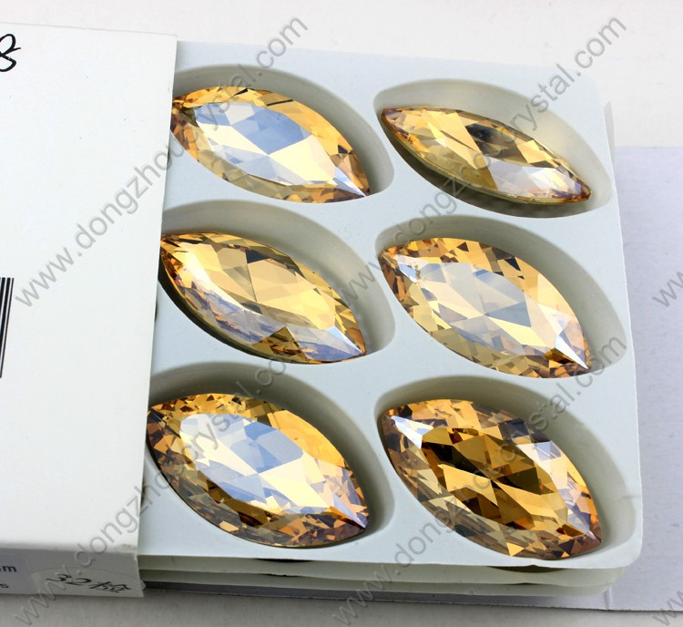 Crystal Component Golden Shade Rhinestone Glass Sew on Crystal Fancy Stone