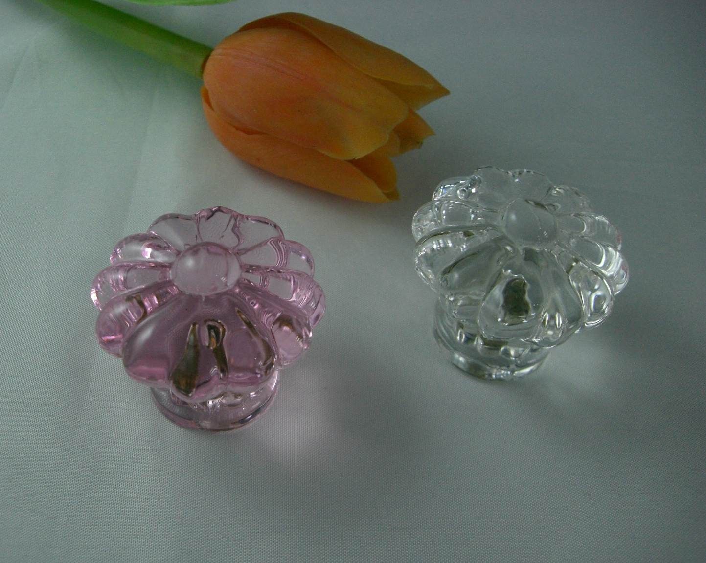 Crystal Flower Screw Incerting Drawer Handle