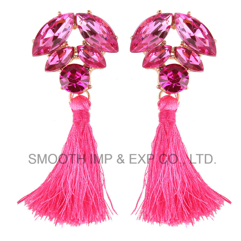 Wholesale Fashion Alloy Rhinestone Tassel Earring Personalized Accessories Jewelry Gift
