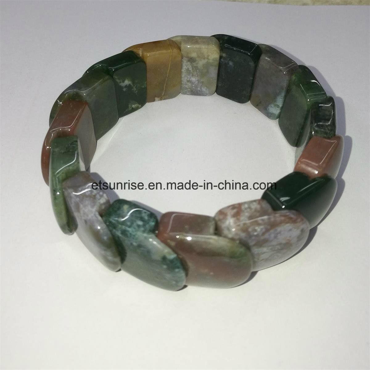 Semi Precious Stone Natural Crystal Fancy Jasper Agate Beaded Bracelet Bangles