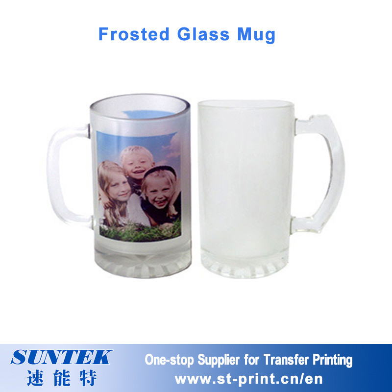 16oz Glass Stein Mug Frosted Sublimation Beer Mugs with White Coated