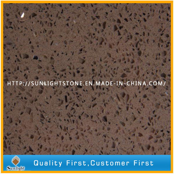 Cheap Brown Engineered Artificial Stone Quartzite Tiles for Floor/Wall