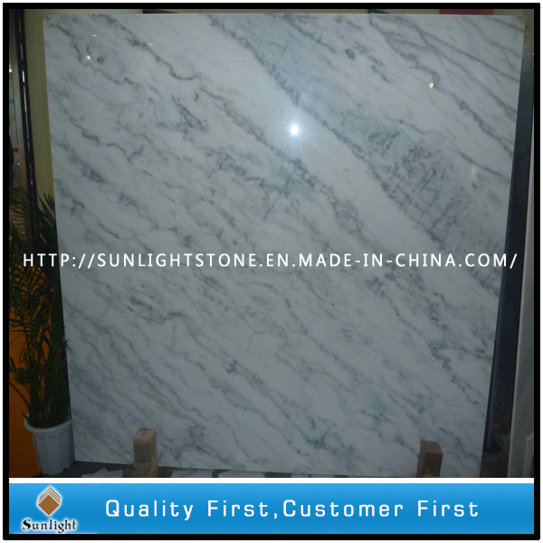 Chinese Carrara White Marble Slabs for Flooring Tiles, Kitchen Countertops
