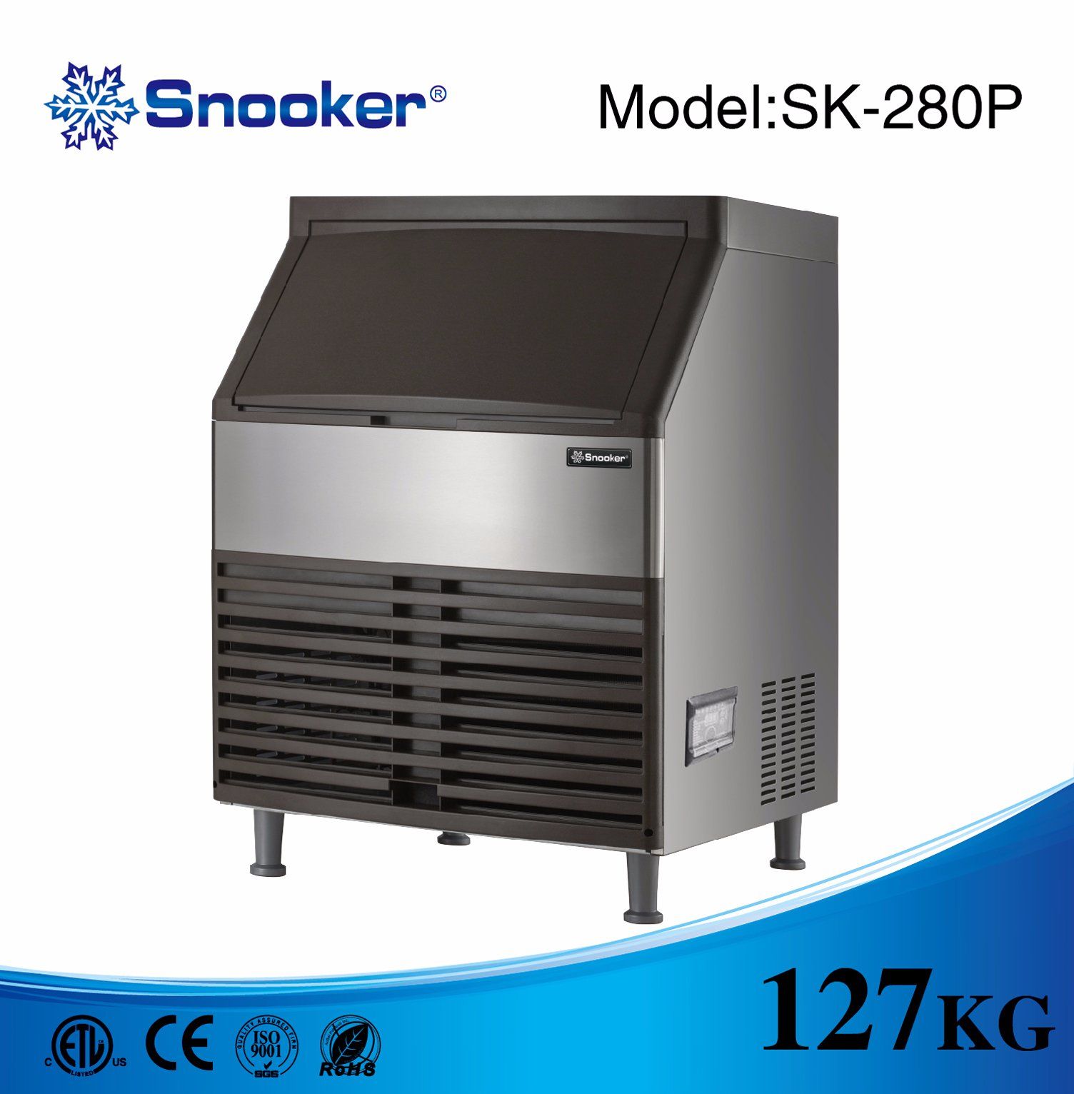 Model Sk-280p 127kg/24h 850W Business Use Ice Maker, Ice Making Machine, Ice Machine, Ice Cube Machine
