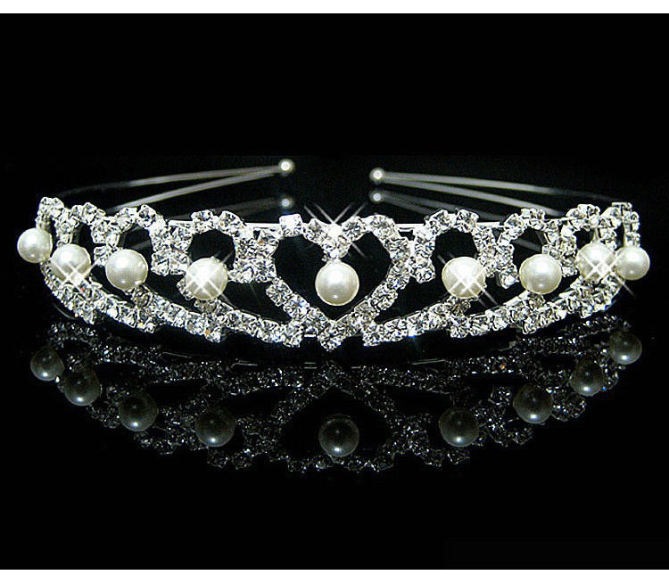 Tiara Crown Headband Heart Girls Love Crystal Rhinestone Jewelry Accessories Hair