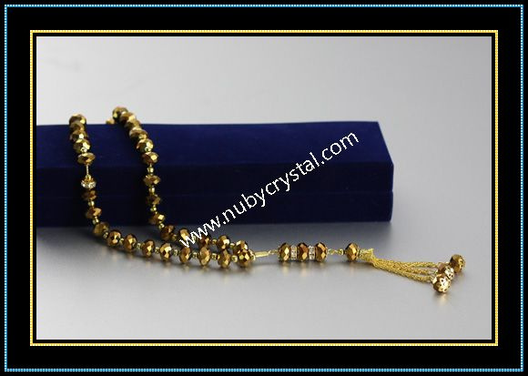 Quartz Crystal Islamic Prayer Beads in Golden Color