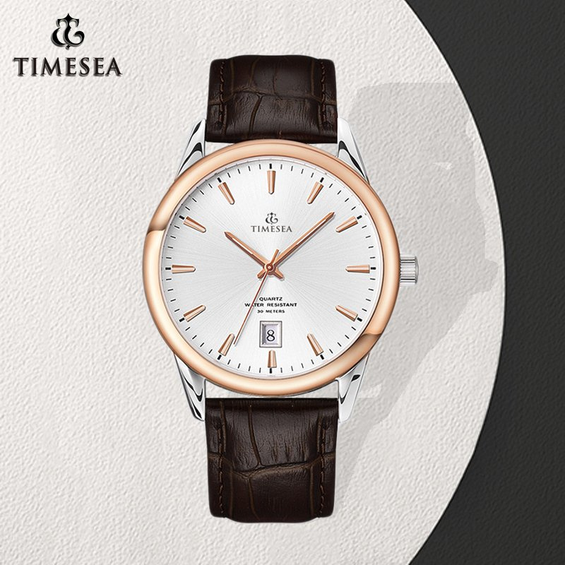 Fashion Men's Watch Genuine Leather Stainless Steel Quartz Watch 72732
