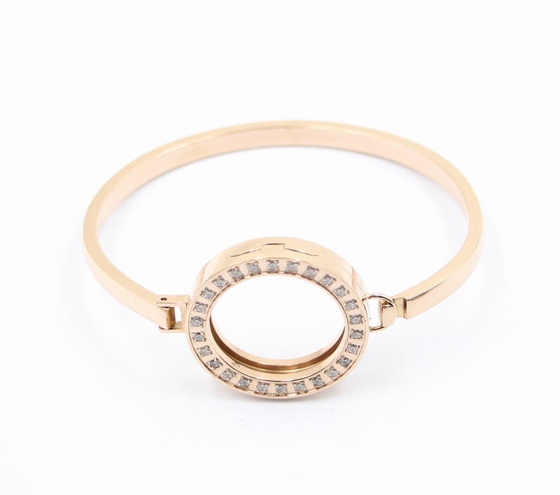 Latest Design Fashion Oval Rose Gold Stainless Steel Bangle with Magnet Locket on Top