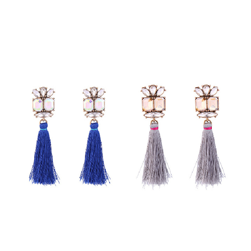 Tassels Gold Fashion Jewelry Stainless Steel Crystal Wedding Earring
