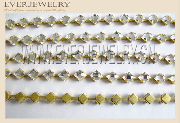 5mm Squre Rglass Stone Cup Chain