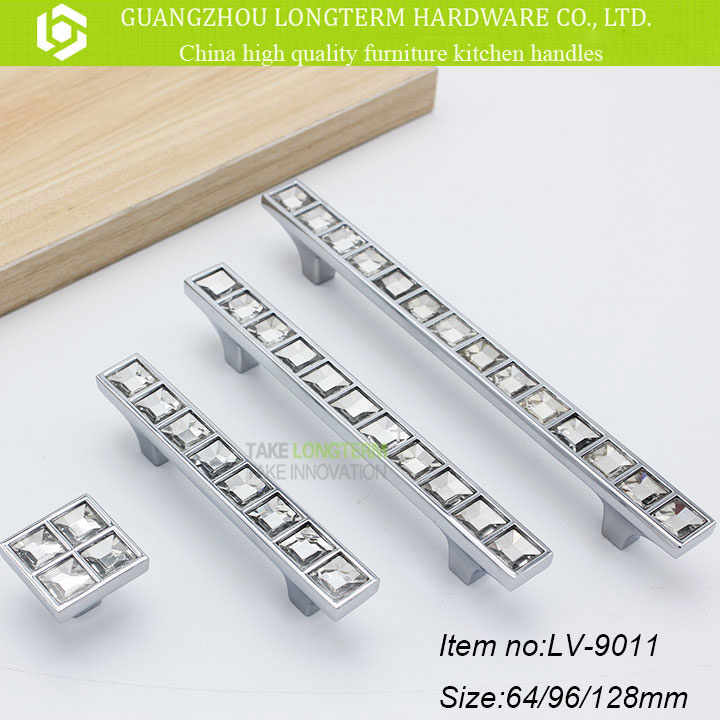 T Shape Crystal Zinc Alloy Cabinet Handle