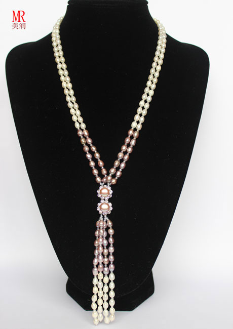 Fashion Rice Freshwater Real Natural Pearl Necklace (EN1308)
