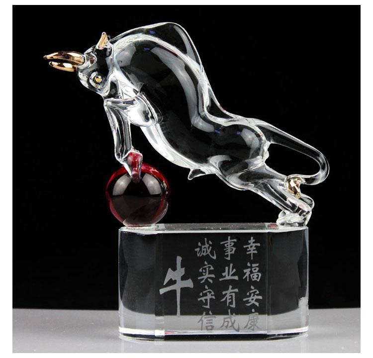 Clear Bull K9 Crystal Animal Model Craft