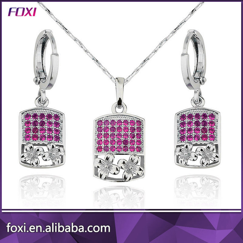 Brass Cubic Zirconia Diamond 18K Gold Jewelry Sets