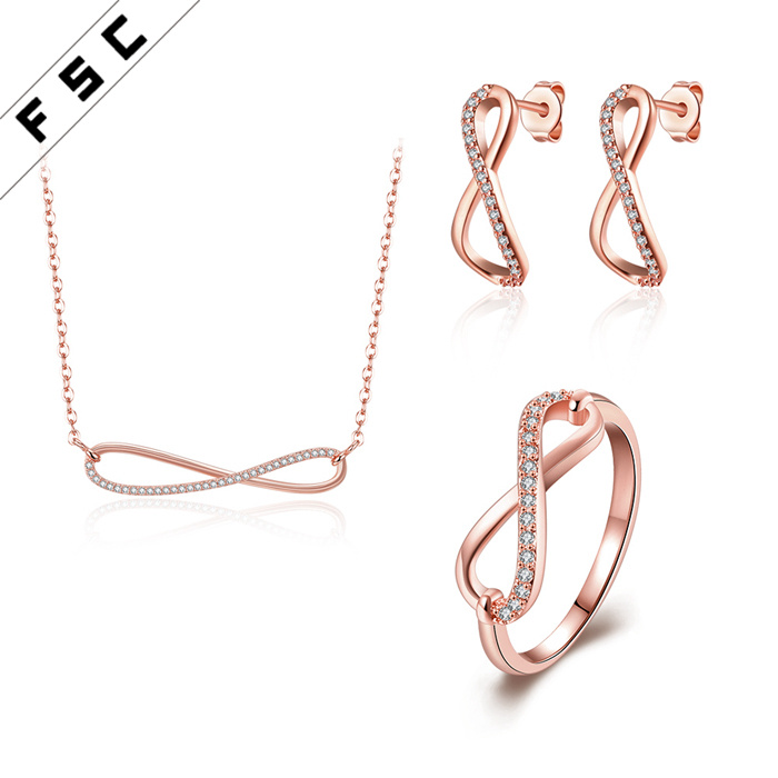 Fashion Zircon Gold Plated Copper Jewelry Sets for Girls
