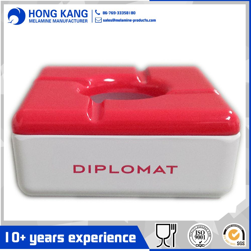 Red Square Melamine Ashtray with Lid