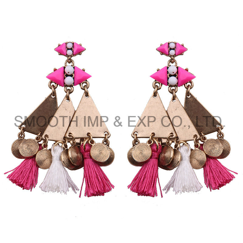 Vintage Triangle Metal Bohemia Tassels Earrings Diamond Jewelry Accessories Gift