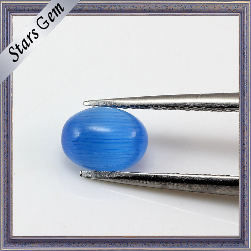 Deep Blue Beautiful Oval Cabochon Flat Back Crystal Cat Eyes