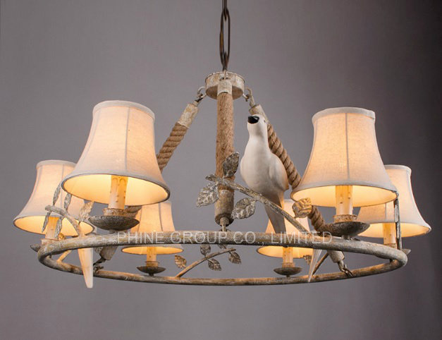 Modern UL Bar Decorative Chandelier with Fabric Shade