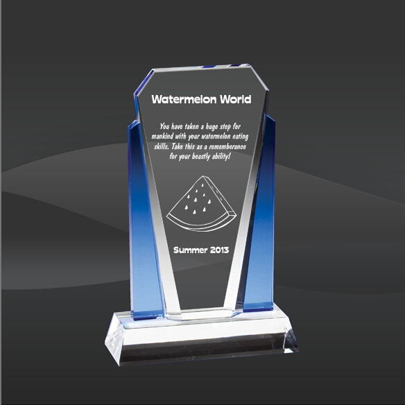 Blue Side Wedge Crystal Award (D-CRY251)