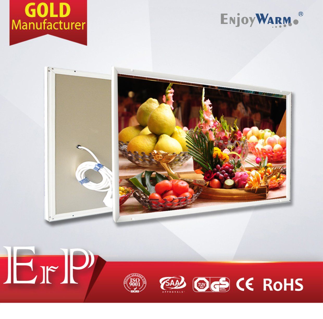 ErP Lot20 Non-Pollution Carbon Crystal Heating Panel Wall Mounted Heater with IR Heating Element Electric Room Heater