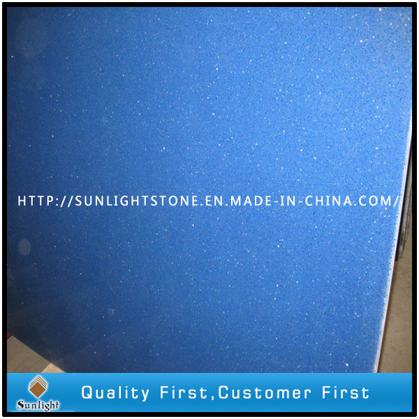 Artificial Solid Surface Blue Colors Quartz for Flooring, Countertops
