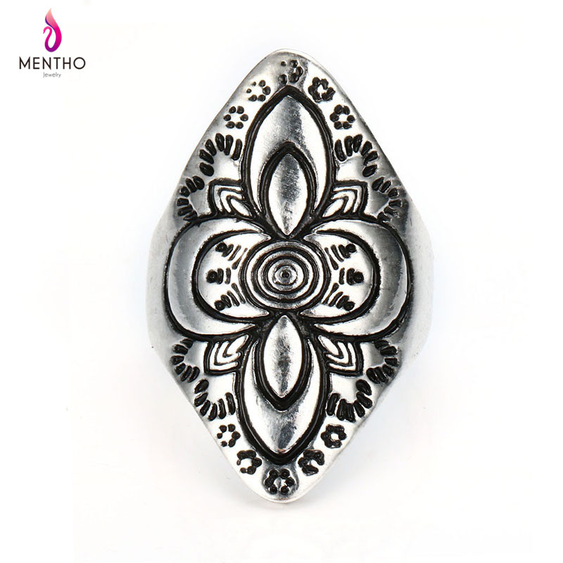 New Statement Retro Ethnic Personal Alloy Finger Ring Diamond-Shape Jewelry