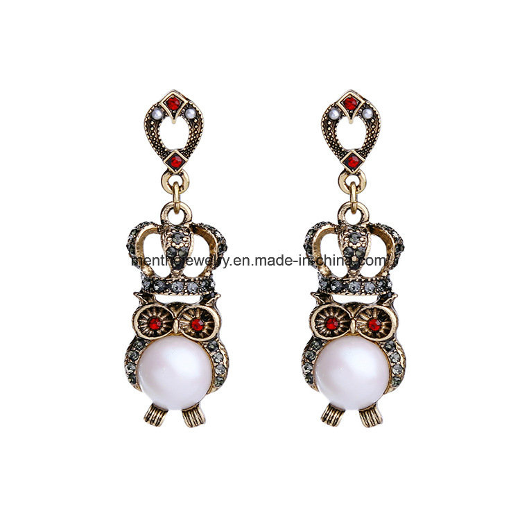 Alloy Diamond-Studded Female Earrings Crown Shape Fashion Jewelry