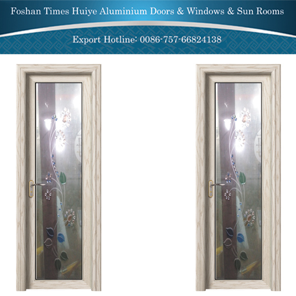 White Color Aluminium Bathroom Door with Crystal Flower