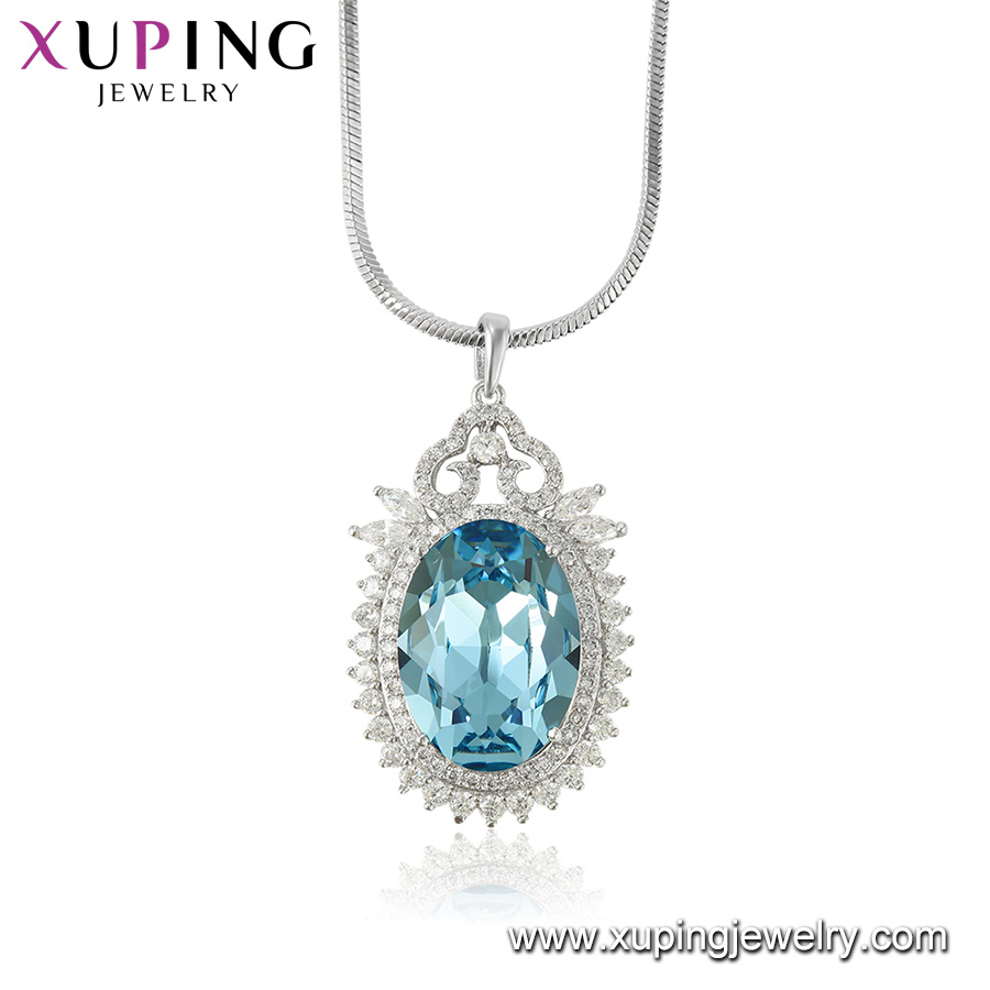 44565 Xuping fashion Jewellery 10 to 15 Gram Gold Saphire Necklace Designs Crystals From Swarovski