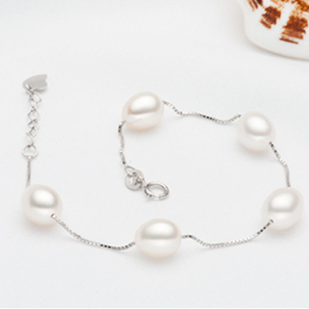 Fashion 925 Sterling Silver Freshwater Natural Pearl Bracelet (EB1557)