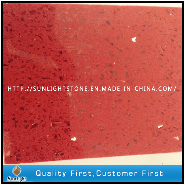 Artificial Red Quartz Stone with Mirror/Glass/Sparkles