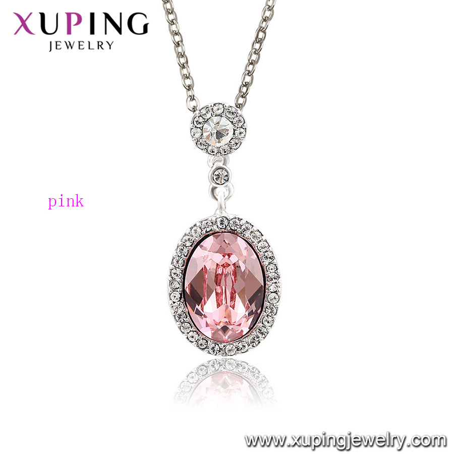 43211 Xuping Luxury Jewelry Crystals From Swarovski Newest Pink Crystal Women Necklace