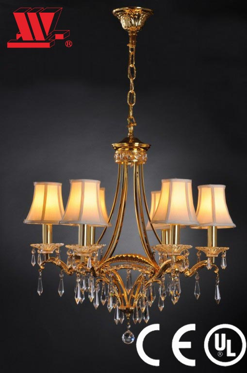 New Crystal Chandelier with Fabric Lampshades