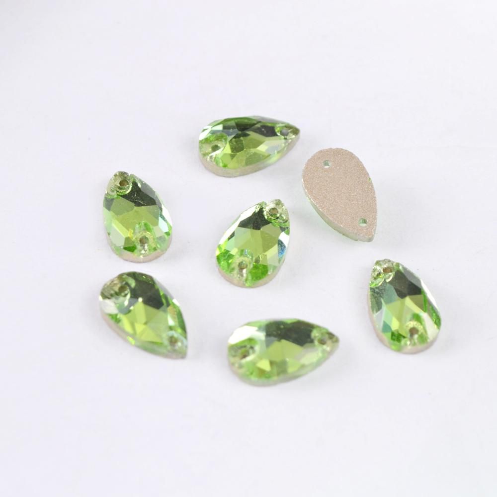 Sew on Teardrop Rhinestones Peridot Glass Crystal Stones