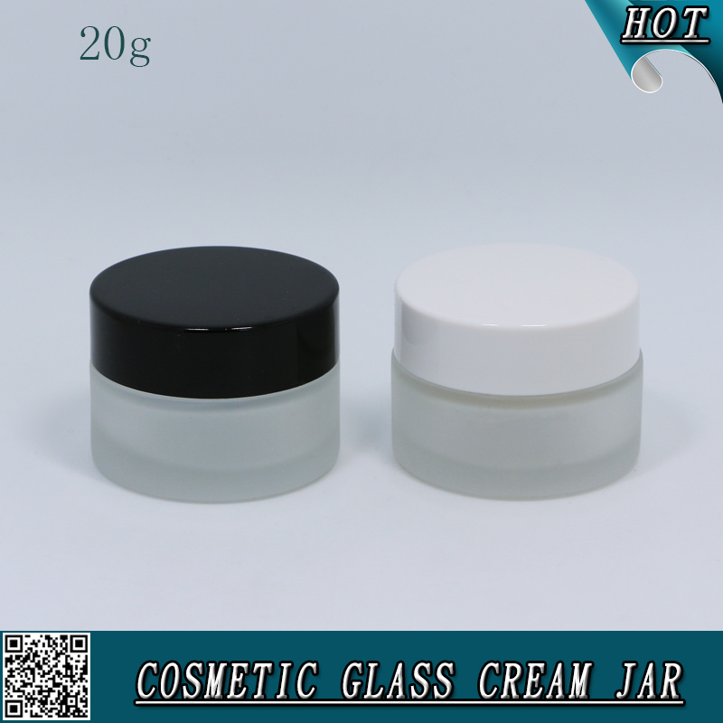 20ml Cosmetic Frosted Glass Cream Jar with Plastic Lids