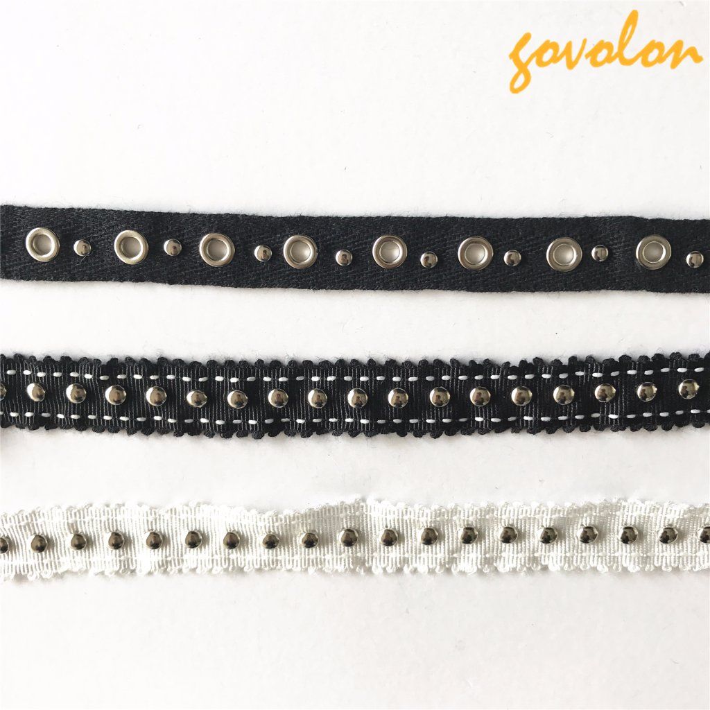 2017 New Arrival Eyelet/Button Black Trims/Lace