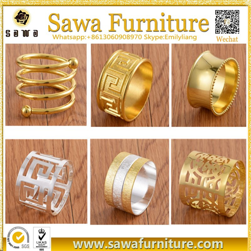 Gold Color Rhinestone Crystal Napkin Ring for Wedding