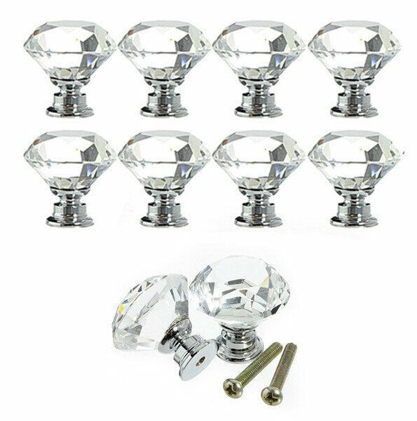 Diamond Crystal Knobs for Door Decoration Glass Furniture Handles