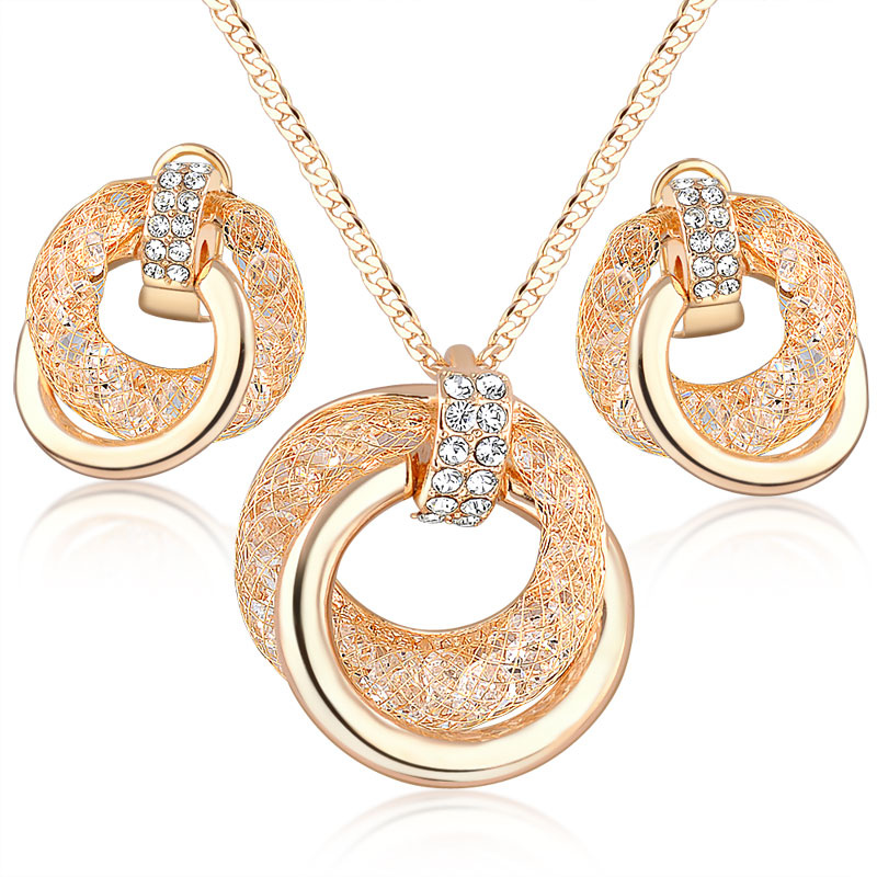African Rhinestone Crystal Women Alloy New Jewelry Necklace Set