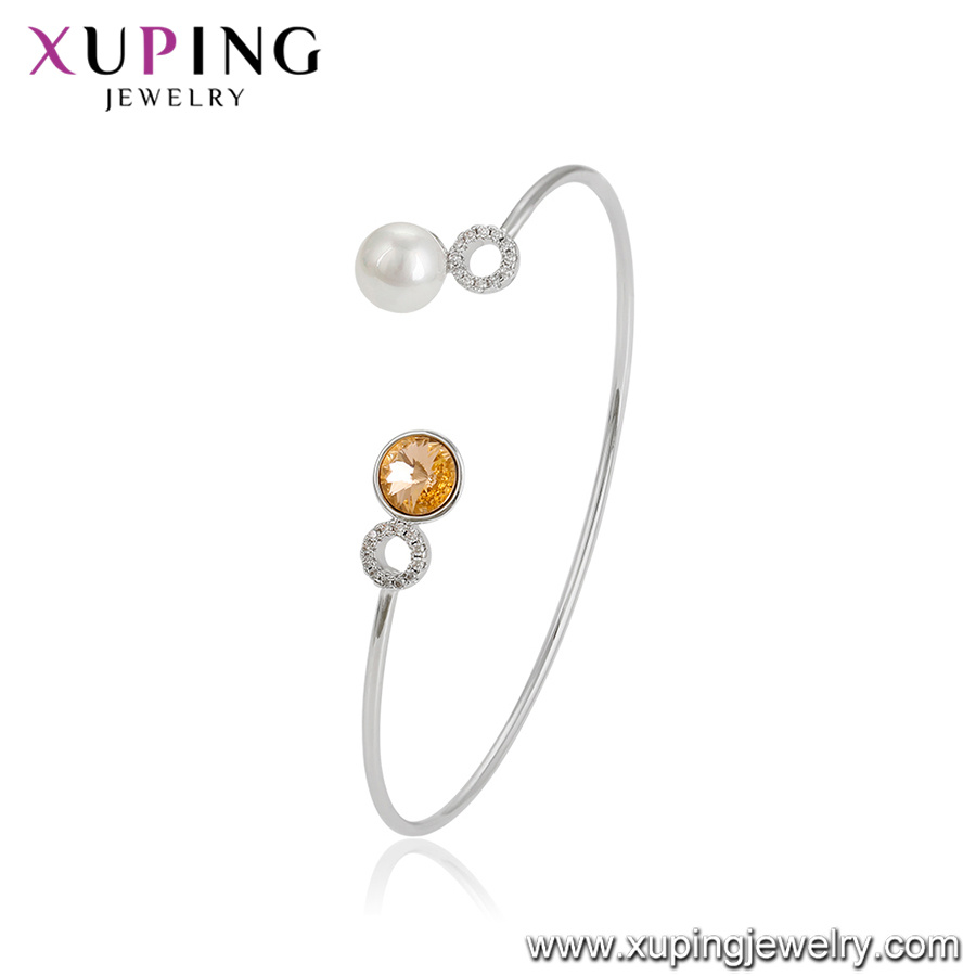 51823 Xuping Imitation Diamond Sterling Silver Color Bangles Bracelets Wholesale Crystals From Swarovski