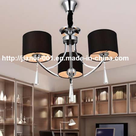 3 Lights Iron Pendant Chandelier Lighting with Fabric Shade