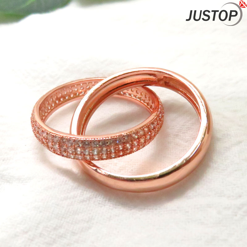 Accessory Jewelry 18K Rose Gold Holly Crystal Cross Double Ring