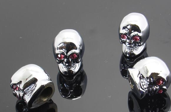 Crystal Skull Car Tire Valve Caps Metal with LED /Blue Eye