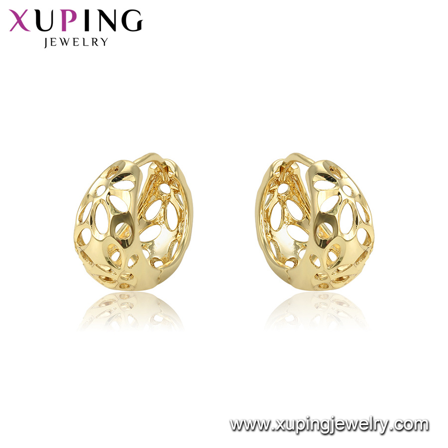 96339 Fashion Flower Shape Zircon Earring 14K Gold Plated Imitation Jewelry for Women