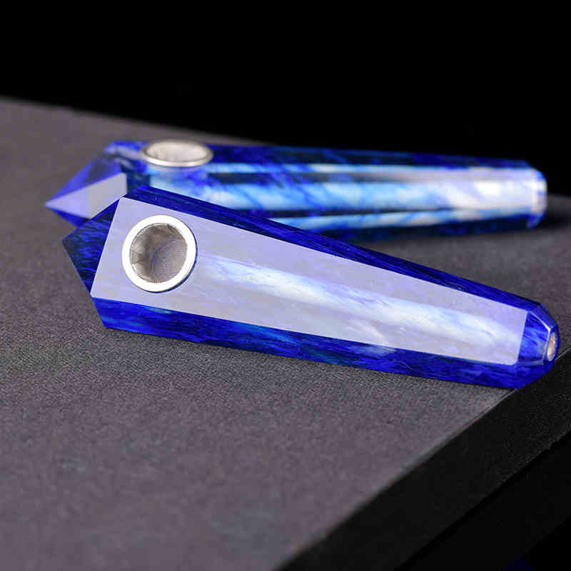 Smoking Hand Pipe Blue Smelting Quartz Hand Pipe Natural Material Smoking Pipe