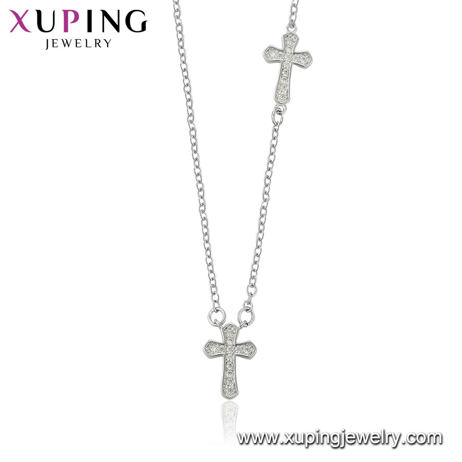 44527 Fashion Rhodium Plated Zirconia Luxury Butterfly Necklace