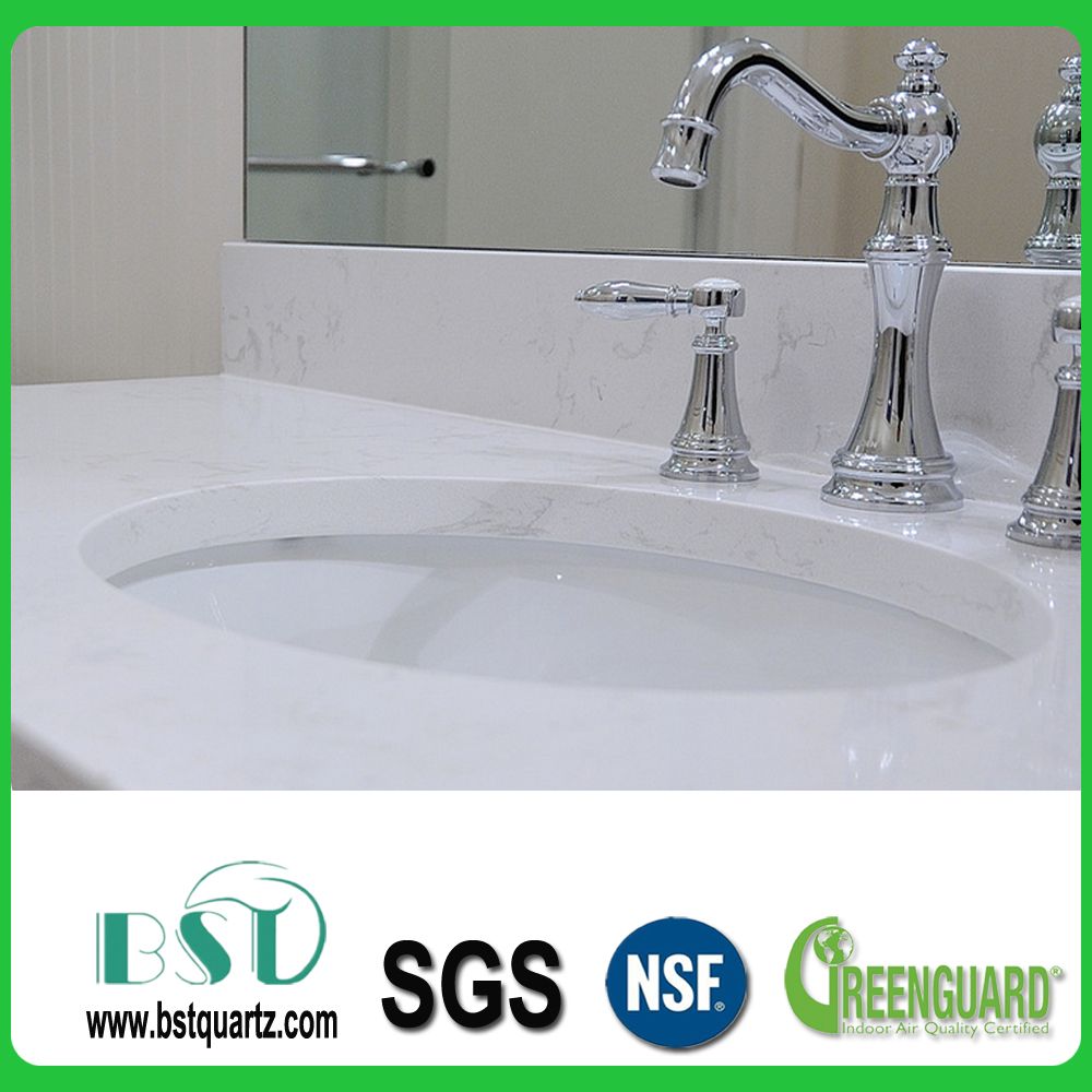 White Quartz Stone Countertop with Grey Veins