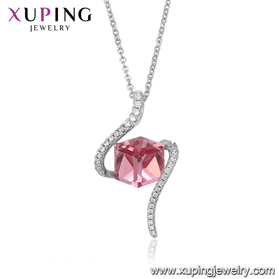 43594 Xuping Fashion Shinny Cube Crystals From Swarovski Beautiful Women Necklace Jewelry